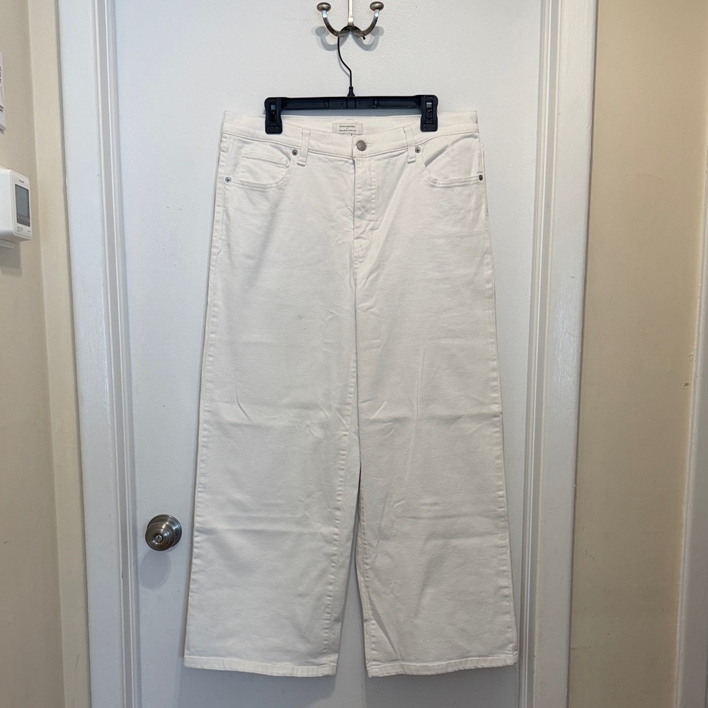 Banana Republic White High-Rise stretch Wide Leg Jeans